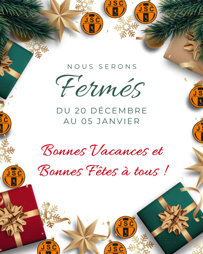Publication instagram fermeture vacances de noël rouge et vert